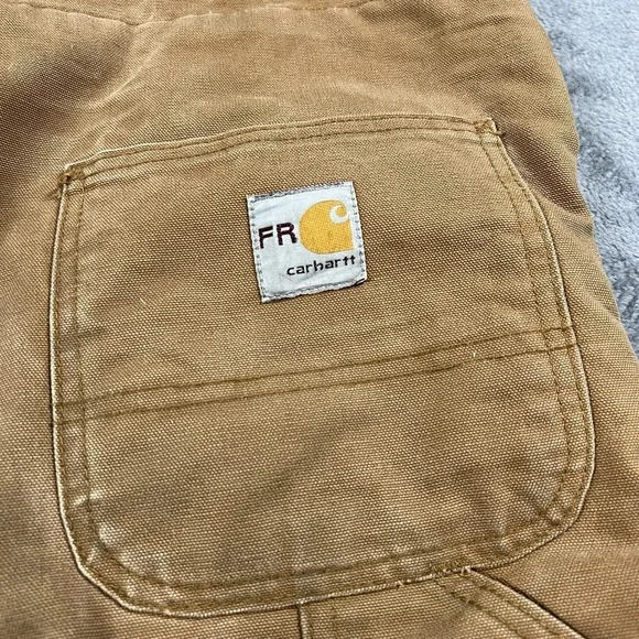 Carhartt Bib Overalls Mens 32x30 Brown FR Double Knee Duck Canvas Work Pants
